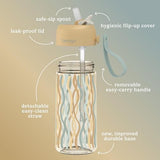 Bentgo Kids Water Bottle (Whimsy & Wonder Collection) - Leak-Proof Durable Tritan 15 oz. Cup for Kids/Toddlers 3+; Flip-Up Safe-Sip Straw for School, Sports, Daycare, Camp & More (Wavy)