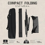 PORTAL Camping Table Foldable Portable with Adjustable Legs, Aluminum Folding Table Roll Up Table with Carrying Bag for Outdoor, Beach, Picnic, Backyards, BBQ and Party, Black