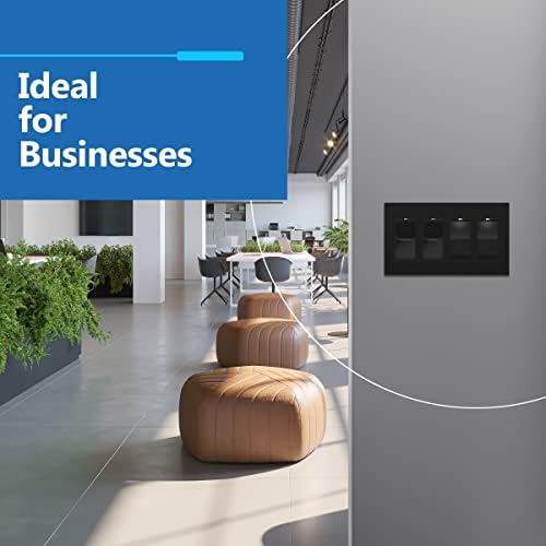 LIDER Matte Finish Quadruple Decorator Switch Cover, Screwless Wall Plate, Mid-Size 4-Gang 4.88" x 8.58", Polycarbonate Thermoplastic, UL Listed, LSWP-34M-BK, Black