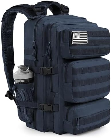 Military Tactical Backpack 50L Large Day Backpack for Men Molle Army 3 Days Assault Pack Bug Out Bag Water Resistant and Heavy Duty Hiking Treeking Rucksack - Dark Blue