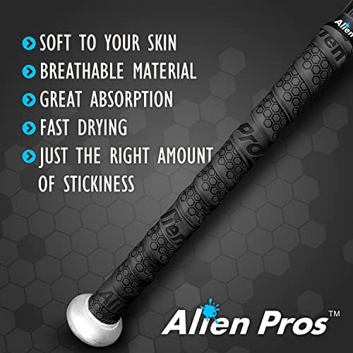 ALIEN PROS Bat Grip Tape for Baseball (2 Grips/4 Grips) – 1.1 mm Precut and Pro Feel Bat Tape – Replacement for Old Baseball bat Grip – Wrap Your Bat for an Epic Home Run (2 Grips/4 Grips)