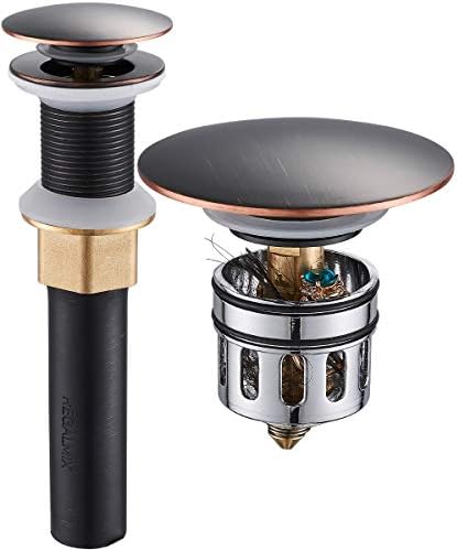 Bathroom Sink Drain, Vessel Sink Pop Up Drain With Detachable Basket Stopper,Anti-Explosion And Anti-Clogging Drain Strainer, Sink Drain Assembly Without Overflow Oil Rubbed Bronze, REGALMIX RWF082C