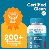 SmartyPants Men's Multivitamin Gummies - Improved Formula: Omega 3 (DHA/EPA), Methylfolate, Vitamin D3, C, Vitamin B12, B6, Vitamin A, K, Zinc & Selenium, Gluten Free, 90 Count (30 Day Supply)