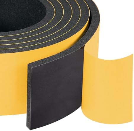 Yotache High Density Adhesive Foam Seal Tape 2 Rolls 2" W X 1/4" T, (New Adhesive Craft) Weather Strip Insulation for RV, Air Conditioning Window, Garage Door, Total 13 Ft Length