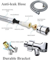 Shower Head with Handheld High Pressure Multi-Function 7 modes, Built-in Power Wash to Clear Tub, Tile & Pets, 5” High Flow Hand Held Rain Showerhead with Extra Long Hose and Adjustable Bracket