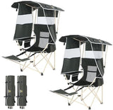 Nice C 2-P Green Camping Chair with Canopy, Shades, Removable Footrest, Cooler Bag, Cup Holder, Foldable, Portable, Outdoor, 400 lbs Capacity