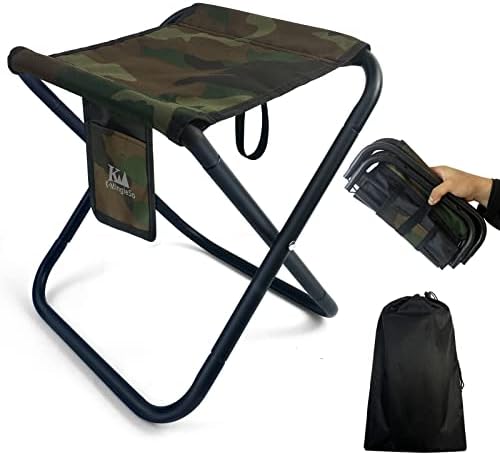 Upgraded Portable Folding Stool, 13 Inch Camping Stool for Adults Fishing Hiking Gardening and Beach with Carry Bag, Hold Up to 450lbs[Camo]