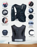 Running Vest for Women Men, USA Original Patent, Adjustable Chest Straps Running Hydration Vest with Phone Holder and 6 Pockets, Lightweight Reflective Running Vest for Hiking Running