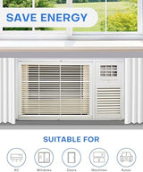 2Packs Air Conditioner Foam Tape with Adhesive, 1''X1''X 6.5 Ft Window Weather Stripping, High Resilience Ac Window Seal Kit Foam Insulation for Winter Summer (6.5ft X 2 Rolls, Grey)