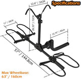 2 Bike Racks for Tow Hitch 180 lbs Capacity for Bikes, Electric eBikes, Fat Tire, Road Bikes and MTB, Tilting Folding E-Bike Rack for Car SUV Pickup Truck RV Camper - 2 inch Receiver