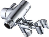 G-Promise Solid Metal Shower Arm Diverter with Holder for Hand Held Showerhead and Fixed Spray Head, G 1/2 3-Way Bathroom Universal Diverter System Replacement Part (Polished Chrome)