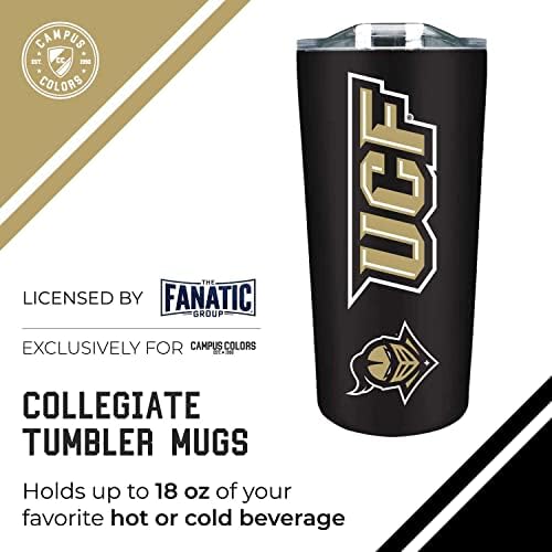Campus Colors NCAA Stainless Steel Tumbler perfect for Gameday - 18 oz - Double Walled - Keeps Drinks Perfectly Insulated (Central Florida Knights - Black)