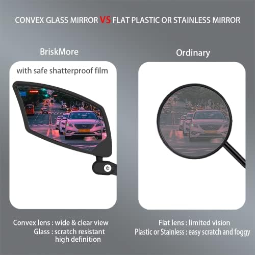 Handlebar Bike Mirror, Scratch Resistant Glass Lens, Ajustable and Rotatable Safe Rearview Bicycle Mirror