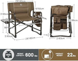 TIMBER RIDGE XXL Upgraded Oversized Directors Chairs with Foldable Side Table, Detachable Side Pocket, Heavy Duty Folding Camping Chair up to 600 Lbs Weight Capacity (Brown) Ideal Gift