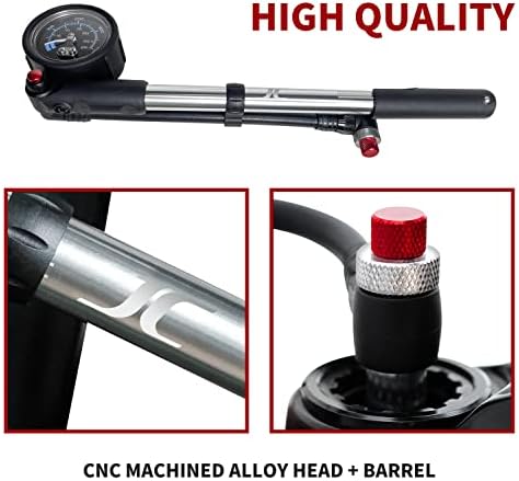 BV Mini Bike Pump Portable Frame Pump, Air Ball Pump Inflator with Ball Pump Needles, Fits Presta & Schrader- Smart Valve