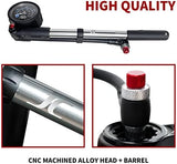 BV Mini Bike Pump Portable Frame Pump, Air Ball Pump Inflator with Ball Pump Needles, Fits Presta & Schrader- Smart Valve