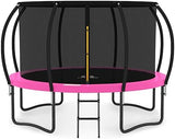 JUMPZYLLA Trampoline Outdoor 8FT 10FT 12FT 14FT 15FT 16FT with Enclosure and Ladder, ASTM Approved Recreational Trampoline for Kids and Adults, Anti-Rust Coated Frame