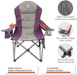 Camping Chairs for Adults,High Back Folding Camp Chair with Cup Holder and Cooler Bag,Heavy Duty Outdoor Lawn Chairs,Perfect for Camping,Hiking,Picnics,and Beach Trips,Purple