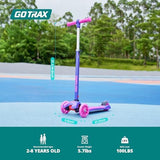 Gotrax KS1 Kids Kick Scooter, LED Lighted Wheels and 3 Adjustable Height Handlebars, Lean-to-Steer & Widen Anti-Slip Deck, 3 Wheel Scooter for Boys & Girls Ages 2-8 and up to 100 Lbs