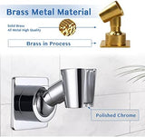 YDmeet Shower Head Holder, Adjustable Handheld Brass Shower Head Bracket, Wall Mount Holder, Drill Free Glue Installation (Polished Chrome)