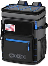 COOLREX Large Backpack Cooler 36 Can Cooler Backpack with 2 Insulated Compartments Leak Proof Waterproof Travel Backpack, Camping Beach Picnic Lunch Thermal Bag for Women and Men