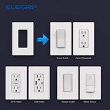 ELEGRP 1-Gang Screwless Decorative Wall Plates, Mid-Size Unbreakable Thermoplastic Faceplate Cover for Decorator Receptacle Outlet Switch, UL Listed (10 Pack, Matte White)