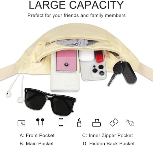 MAXTOP Large Crossbody Fanny Pack with 4-Zipper Pockets,Gifts for Enjoy Sports Festival Workout Traveling Running Casual Hands-Free Wallets Waist Pack Phone Bag Carrying All Phones