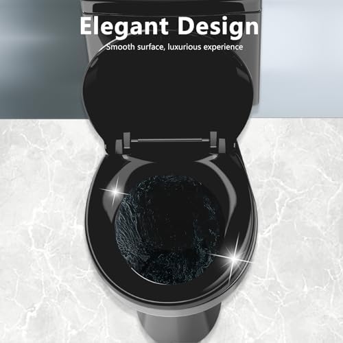 Toilet Seat Black, Toilet Seat Round 16.5 inch Soft Close Quiet, No Slam, Premium PP Material Easy Clean, B2B Available, Black