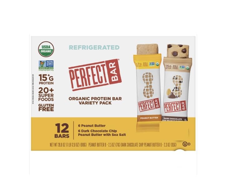 Perfect Bar, Super Food, Gluten Free, Organic Protein Bar, Variety Pack, NON GMO 15 G Protein 20+ Super Food Kosher (12 Bars)