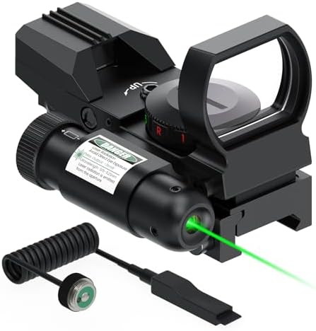 Feyachi Reflex Sight - 4 Reticle Red & Green Dot Sight Optics with Integrated Red/Green Laser Sight Less Than 5mW Output