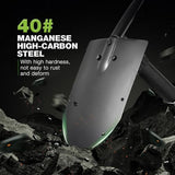 REDCAMP 23" Military Folding Camping Shovel w/Cover,Portable Shovel with High Manganese Steel, Tactical Entrenching Tool Tri-fold Handle Shovel for Camping Hiking Sand Mud Snow Beach, Black 2.5Lbs