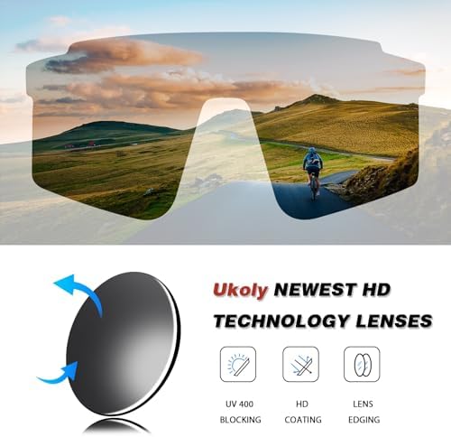 Ukoly Cycling Sunglasses for Men Women with 3 Interchangeable Lenses, Polarized Sports Sunglasses, Baseball Sunglasses