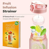 Hydracy Water Bottle with Time Marker -Large BPA Free Water Bottle & No Sweat Sleeve -Leak Proof Gym Bottle with Fruit Infuser Strainer & Times to Drink -Ideal for Fitness Sports & Outdoors