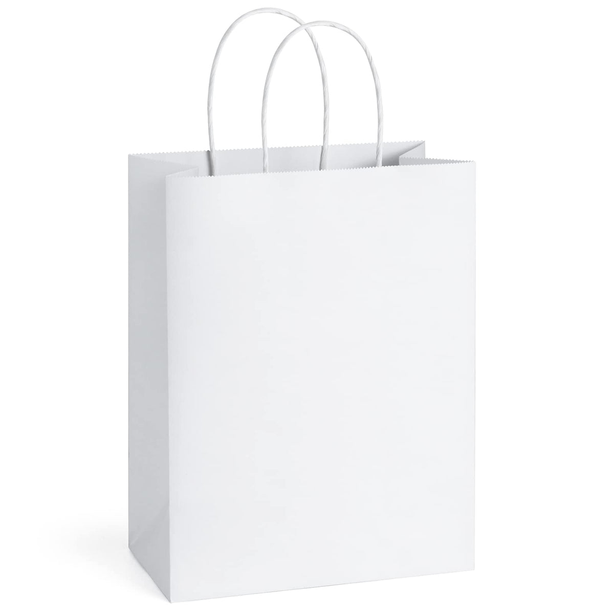 BagDream White Gift Bags with Handles 8x4.25x10.5 Inch Medium 100 Pack Bulk