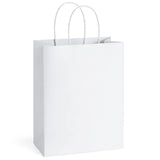 BagDream White Gift Bags with Handles 8x4.25x10.5 Inch Medium 100 Pack Bulk