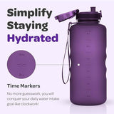 Hydracy Water Bottle with Time Marker -Large BPA Free Water Bottle & No Sweat Sleeve -Leak Proof Gym Bottle with Fruit Infuser Strainer & Times to Drink -Ideal for Fitness Sports & Outdoors