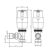 Black Angled Thermostatic Radiator Valves TRV Modern Radiator Valves 15mm x 1/2" (Set of 2) for Heated Towel Rails & Central Heating Radiators Radiator Valve Set