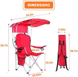 CozyBox Portable Folding Camping Chairs with Canopy Shade, Beach Chair for Adults, Durable Weather Resistant 600D Oxford Cloth, Camping Chair with Canopy for Outdoors [Red]