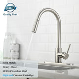 Havin Brushed Nickel Kitchen Faucet with Pull Down Sprayer, High Arc Stainless Steel Material, with cUPC Ceramic Cartridge,Fit for 1 or 3 Holes Kitchen Sink or Laundry Sink or bar Sink Faucet