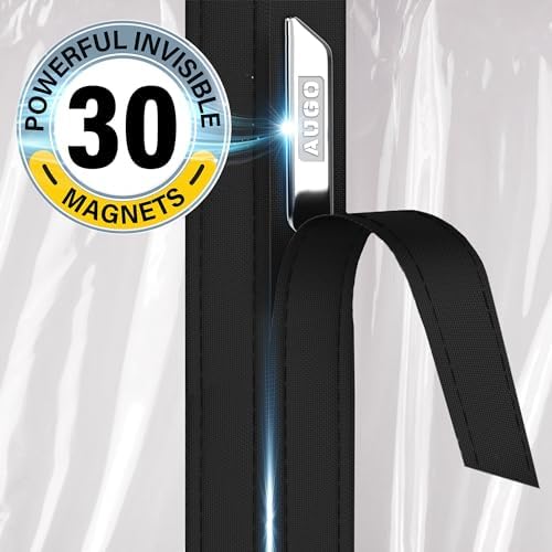 AUGO Magnetic Thermal Insulated Door Curtain - Transparent EVA Door Cover for Winter- Keeps Warm Air in and Cold Air Out - Home Winterizing Products - Patent Pending Keep Open Feature - 34 x 81 Inch