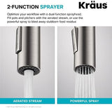 Kraus Oletto Spot Free Stainless Steel Dual Function Kitchen Faucets with Pull Down Sprayer, KPF-2620SFS