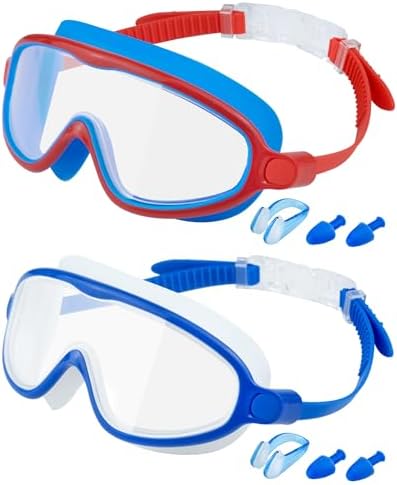 Rantizon Swim Goggles 2 Pack, Wide View Anti Fog&UV Swimming Goggles for Audlt, No Leaking Pool Accessories for Men Women Kid