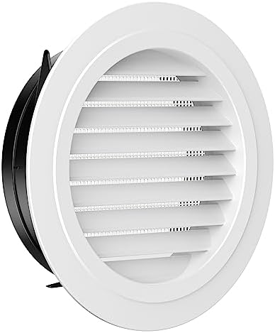 HG Power 8 Inch Soffit Vent, Round Vent Cover with Built-in Screen Mesh, ABS Louver Round Air Vent Ceiling Diffuser for Exhaust Fan, Bathroom, Office and Home HVAC Ventilation, 200mm, White