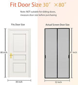 Magnetic Screen Door, Fit for Door Size:30"x80", Screen Itself Size 32"x81" Hands Free Entry, Pet and Kid Friendly, Reinforced Fiberglass Screen Door Mesh w/ 34 Strong Magnets for Patio/Front/Doorway