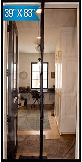 Fenestrelle Magnetic Screen Door for Standard, French & Sliding Door, Large Pet & Kids, Keep Bugs Out, Heavy Fiberglass Mesh, Self Closing Continuous Magnetic Seal (Fits Door Size 37"x80", Black Trim)