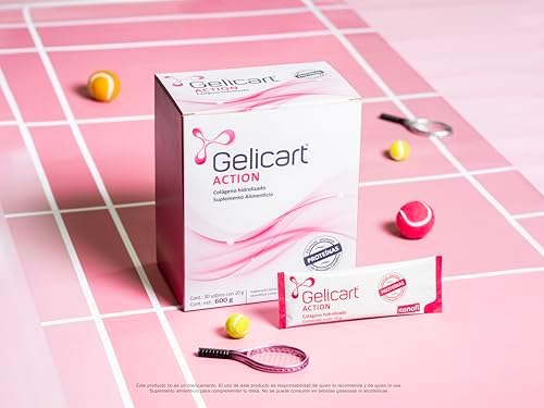 Gelicart Action Colágeno Hidrolizado 30 Sobres x 20 g. Suplemento Alimenticio en Polvo para Reconstruir. Sin Lactosa, Sin Azúcar, Sin Grasa y 100% Natural 1 Sobre al Día para Adultos Mayores a 12 Años