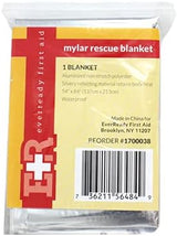 Ever Ready First Aid Mylar Rescue Blanket, Large Silver Thermal Sheet for Emergency and Survival, 54” x 84” – 20 Count