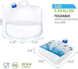 Collapsible Water Container Jug, 4×5.3 Gallon BPA Free Camping Water Storage Canteen with Spigot, for Hiking Backpack RV Outdoors & Emergency, Portable Survival Kit - Food Grade Transparent PE