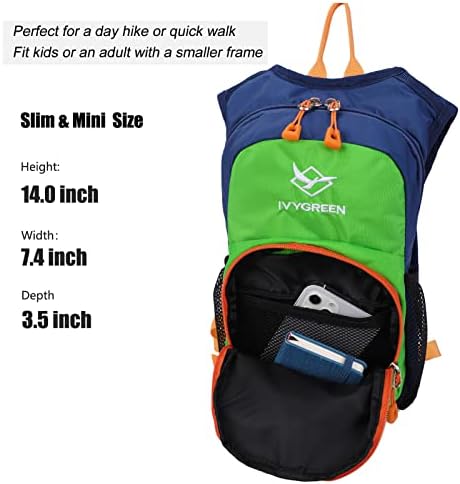 Kids Hydration Backpack, Hiking Backpack for Boys or Girls with 1.5L Water Bladder