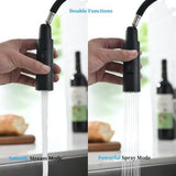 Havin Black Kitchen Faucet with Pull Down Sprayer, High Arc Stainless Steel Material, with cUPC Ceramic Cartridge,Without Deck Plate,Fit for 1 Kitchen or Laundry or Bar Sink Faucet,Matte Black